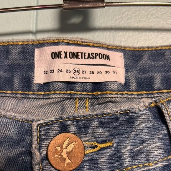 One Teaspoon Blue Distressed Wide Leg Culottes - Picture 2 of 6